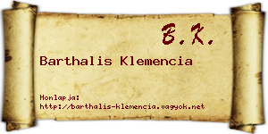 Barthalis Klemencia névjegykártya